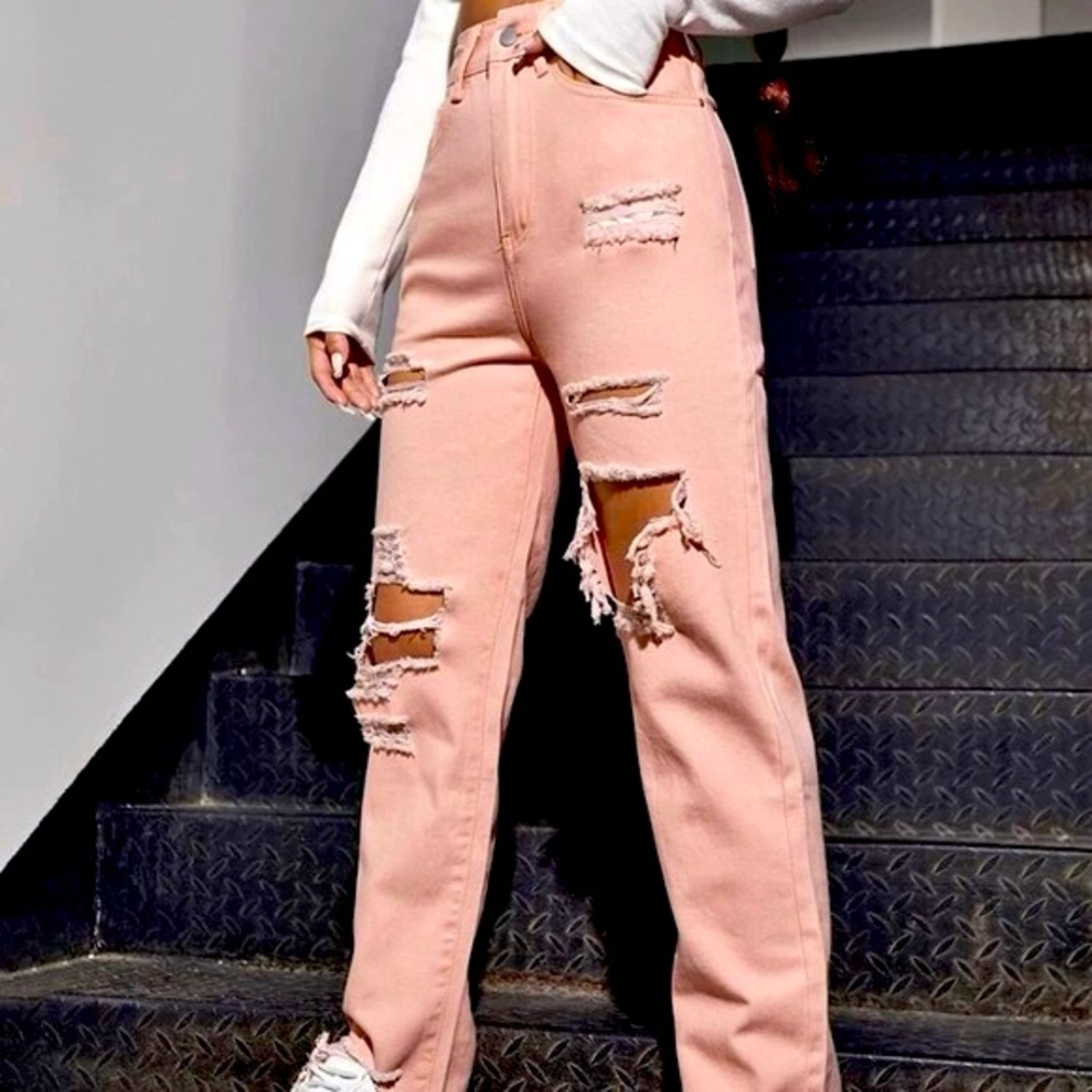 High Waist Straight Leg Jeans